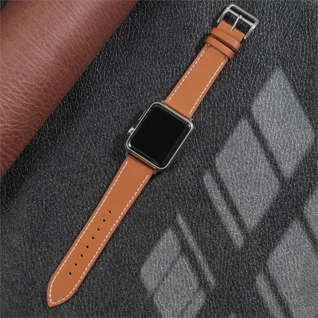 Leather Band For Apple Watch Strap 44mm 45mm 40mm 41mm 38mm 42mm Hermes Single Tour Bracelet iWatch Series 6 SE 7 8 9 ultra 49mm