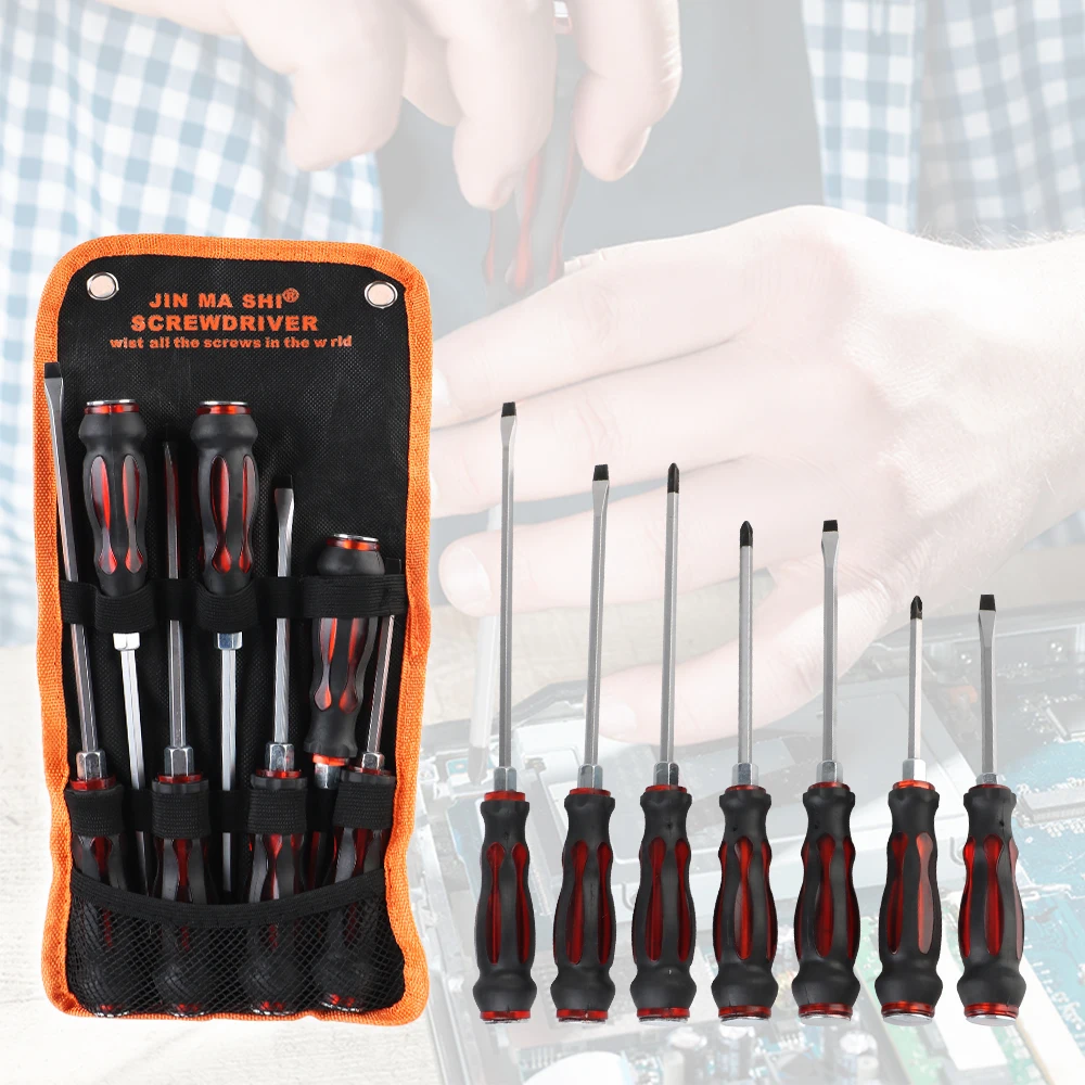 

7pcs/set Chrome Vanadium Steel with Through hole Effective Magnetic Phillips Slotted Types Tappped Screwdriver Set