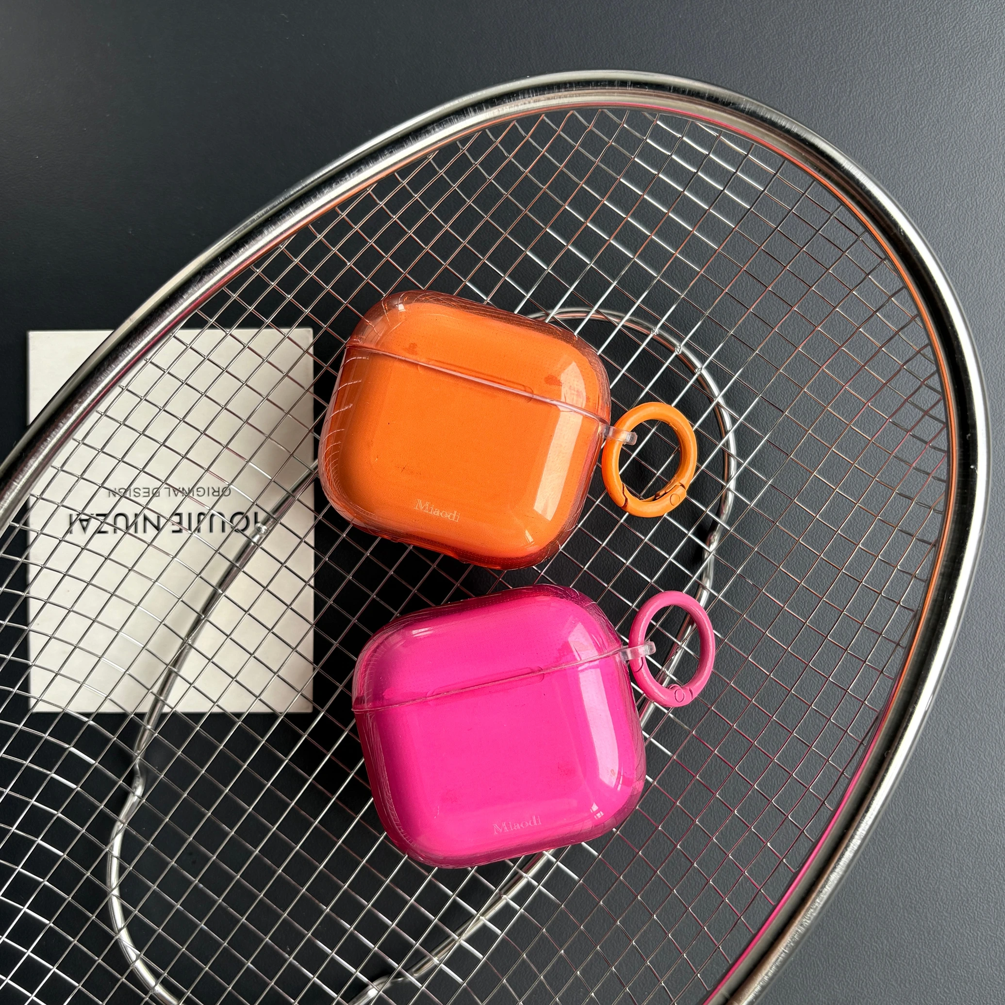 Fashion Minimalist Transparent Rose-Pink Orange Glossy Protective Earphone Case Cover Case For AirPods 1 2 3 4 5 Pro Pro2 Pro3