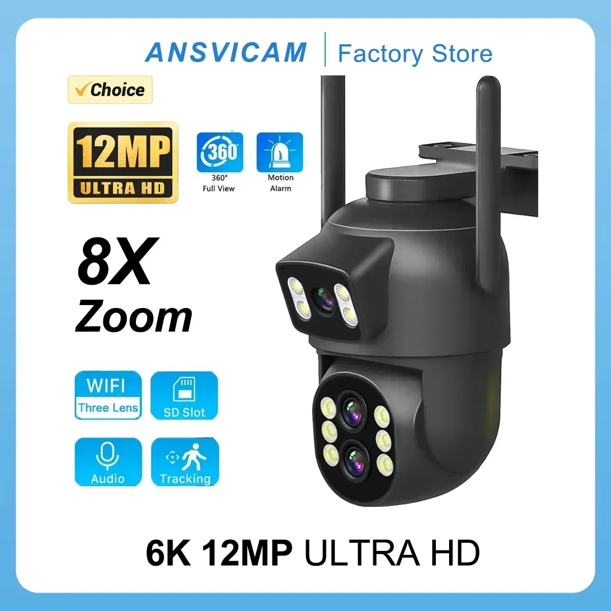 camera externa wifi de 6mp 12mp zoom 8x lente tripla telas duplas vigilancia por video cctv camera de seguranca de rastreamento automatico 01