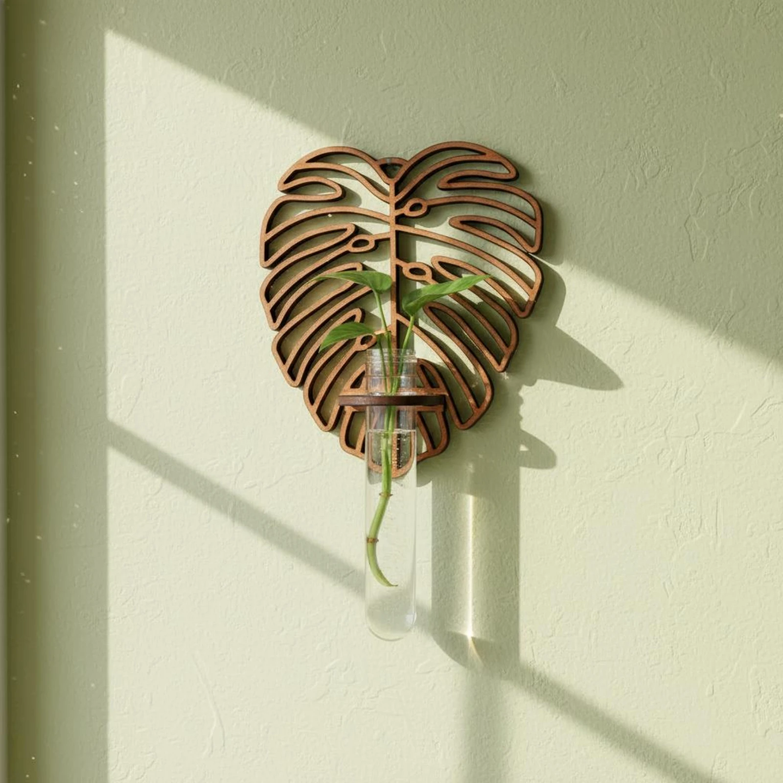 Wall Mount Propagation Station Elegant Design Wooden Plant Propagator Wall Hanging Test Tube Vase Minimalist Decor for Bedroom