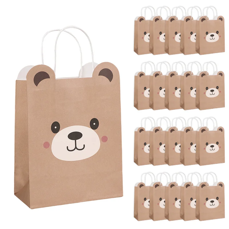 10/20/30 Stück Bären-Papiertüten Teddybär-Thema Geburtstagsparty Süßigkeiten-Keks-Verpackungstüten Gastgeschenke Babyparty-Zubehör