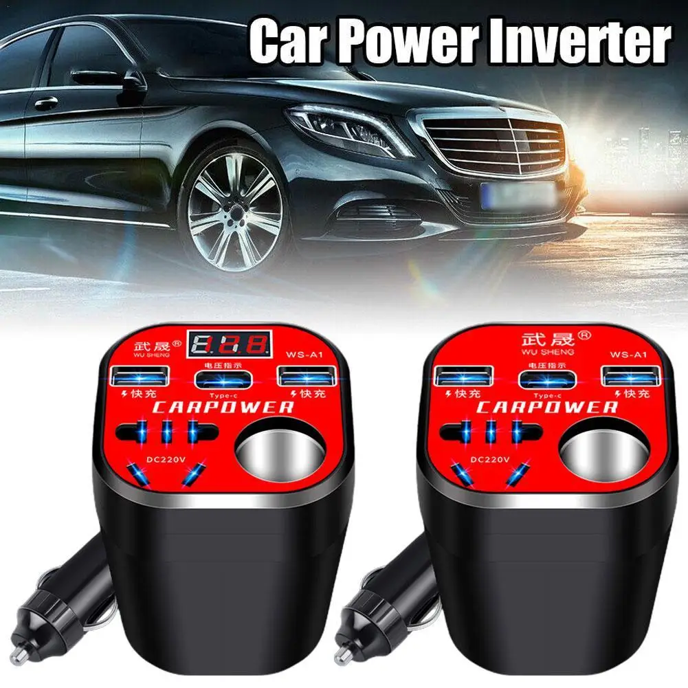 Car Mounted Cup Type Inverter Converter QC Charger Car Power Inverter 24V 12v 220v Fonte Automotiva