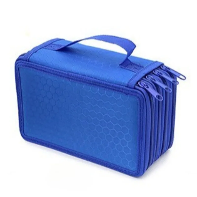 Four-layer Pencil Case Solid Color Square Sketch Color Lead Filling Stationery Bag 72-hole Pencil Case