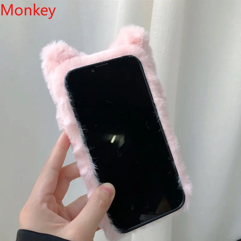 3D Cute Plush Cat Case per Xiaomi 12T 11T Redmi Note 12 11 10 9 Pro 11S 10S 9S 9T 9A 9C 10A 10C 12C Furry Fluffy Fur Soft Cover