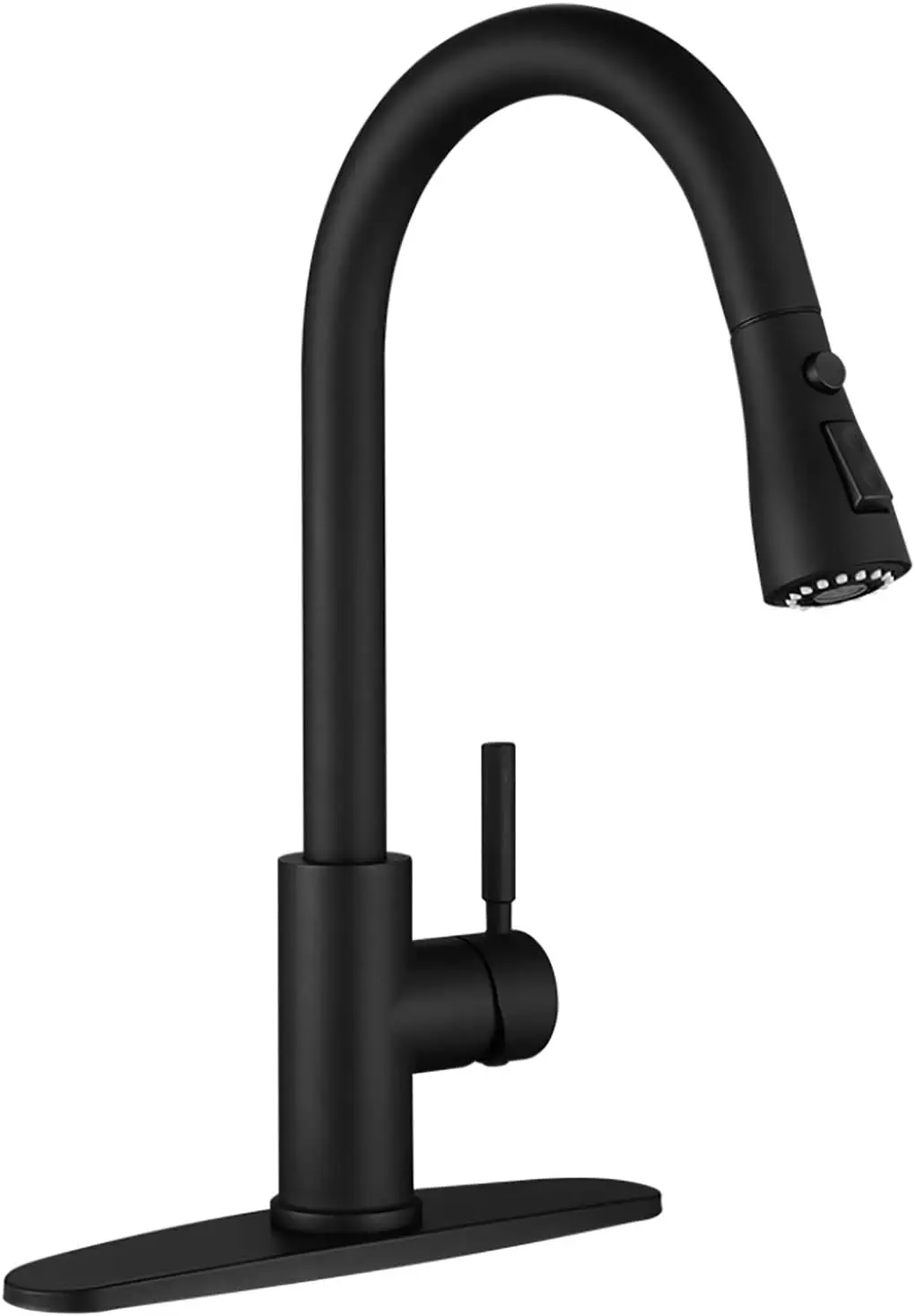 

Black Kitchen Sink Faucets: Water Faucet with Pull Down Sprayer Stainless Steel Single Handle 1 Or 3 Hole for Farmhouse Com