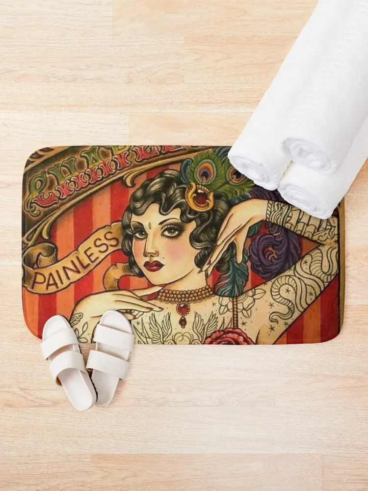 CHAPEL TATTOO; Vintage Body Advertising Art Bath Mat Absorbent Rug Bathroom Carpets Bathroom Slip Mat