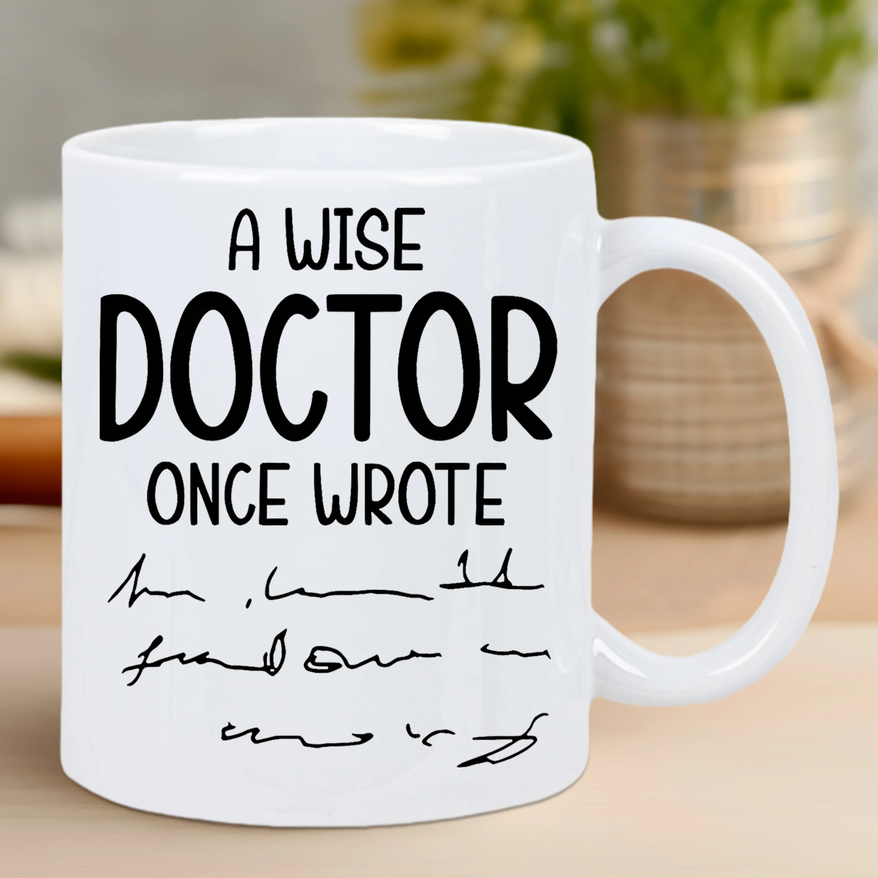 قطعة واحدة، كوب قهوة من السيراميك من Wise Doctor Quote سعة 11 أونصة - كوب فقط قابل لإعادة الاستخدام لغسل اليدين للمشروبات - متعدد الأغراض، لا حاجة للكهرباء