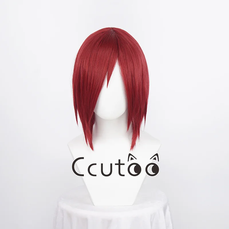 Uzumaki Nagato Wigs Anime Nagato Short Dark Red Synthetic Hair Cosplay Wigs + Wig Cap