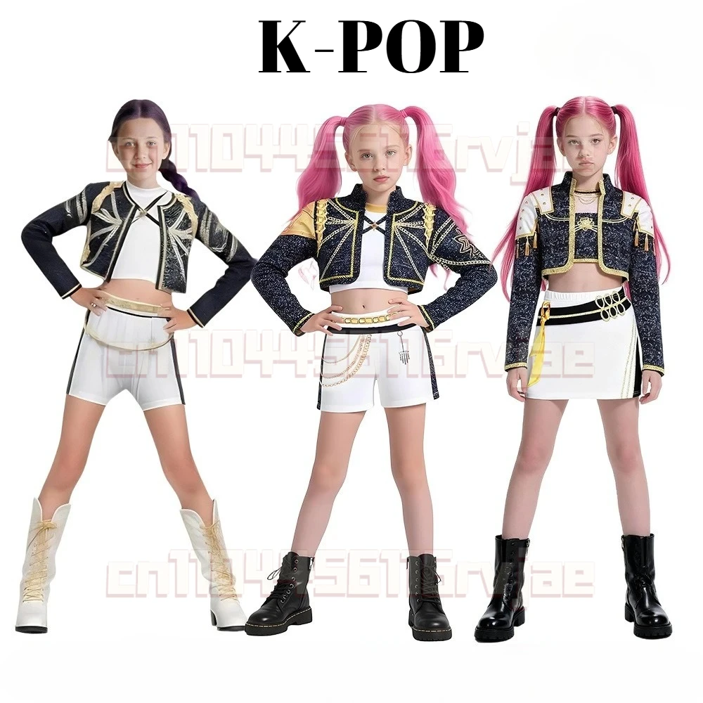 

New Movie KPop Demon Hunters Rumi Mira Zoey Cosplay Costume Halloween K-Pop Virtual Idol Wig White Dress Up Uniform Outfits Gift