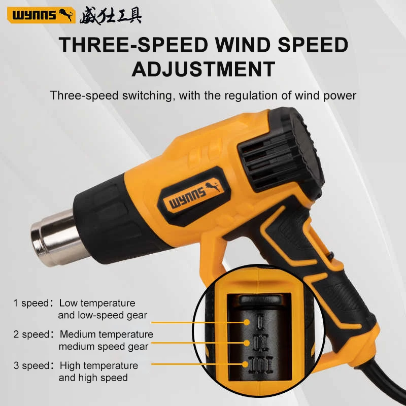 WYNNS 2000W Heat Gun Professional Hot Air Gun Adjustable Temperature 50-600 for DIY Stripping Paint Shrinking PVC Tool and Home