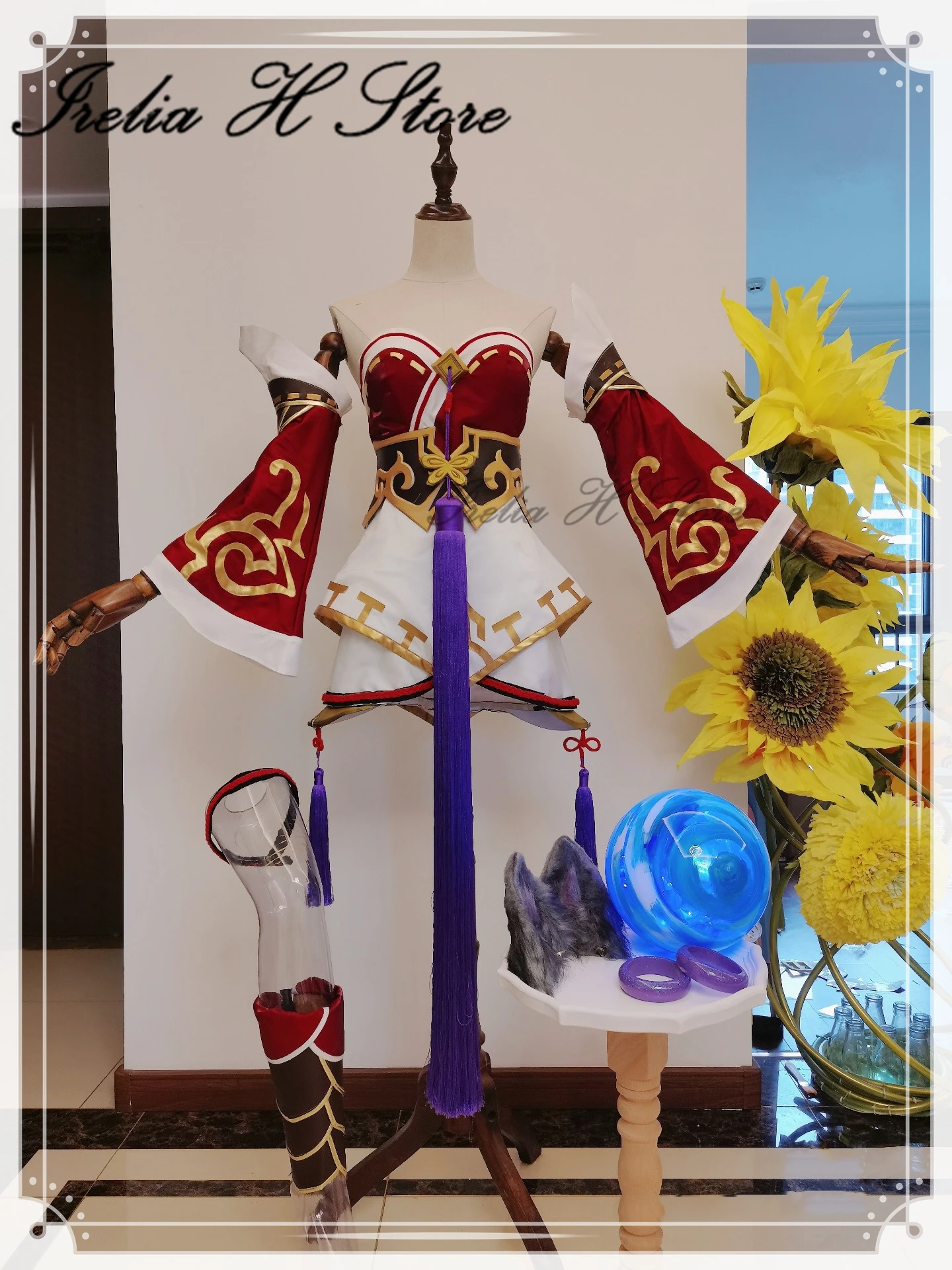 

Irelia H Store LOL Ahri Косплей Костюм женский кинематографический Нестандартный размер/сделано без шарика парик и хвост