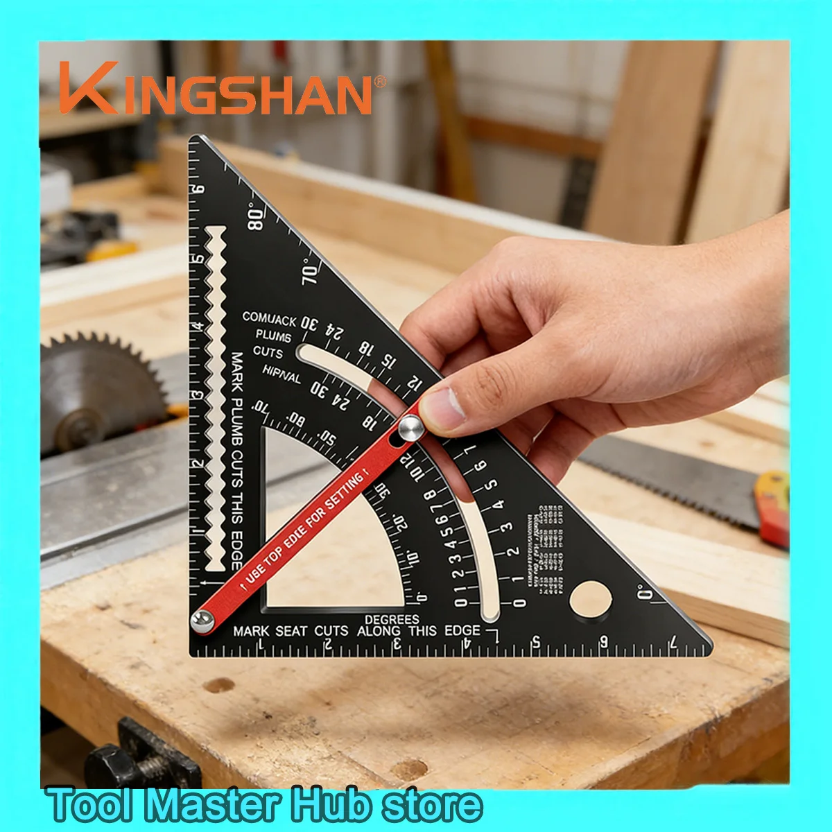 KINGSHAN 7 Inch Carpentry Triangle Ruler Adjustable Multi-Angle Marking Gauge Carpentry Measuring Ruler Tools for Woodworking