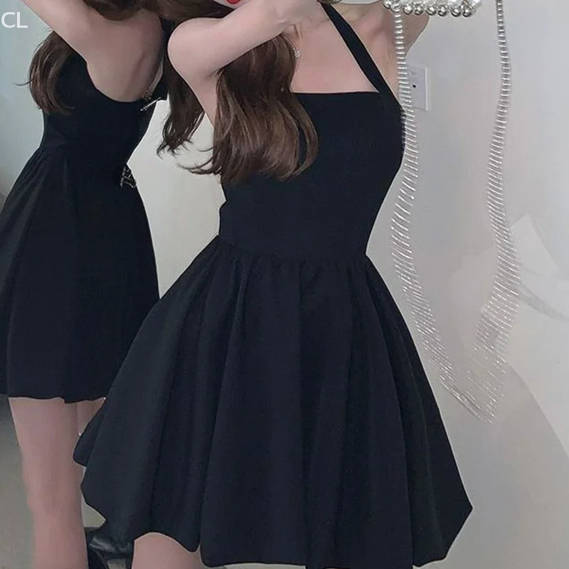 프랑스 패션 슬림 핫걸 홀터넥 멜빵 플라워 버드 드레스 여성 여름