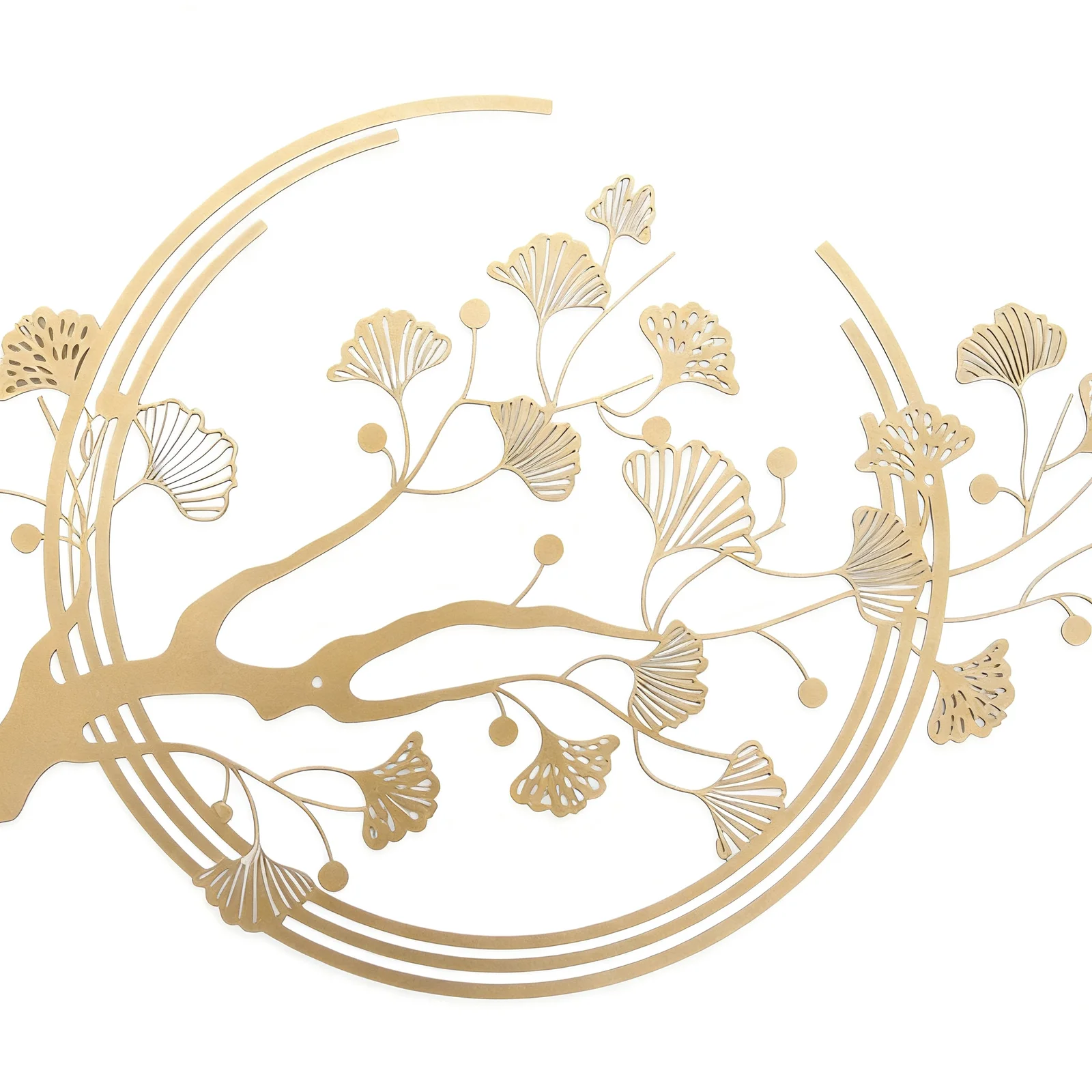 Ginkgo Decor Iron Wall Hanging Metal Wall Art Gold Ornament Sculpture Lightweight