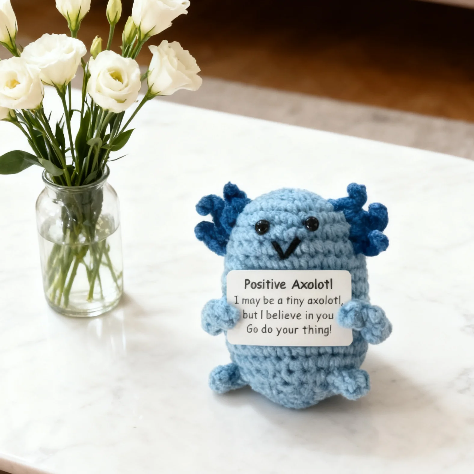 Cute Handwoven Positive Energy Salamander Ornaments Handmade Crochet Support Emotional Pickles Hot Gift for Lovers
