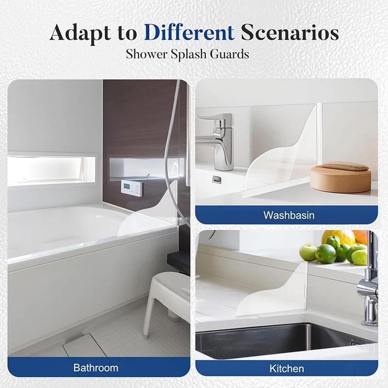 

2 Pack Shower Splash Guard Kit Waterproof, Large Splash Guards For Bathtub Self-Adhesive Shower Corner Guards