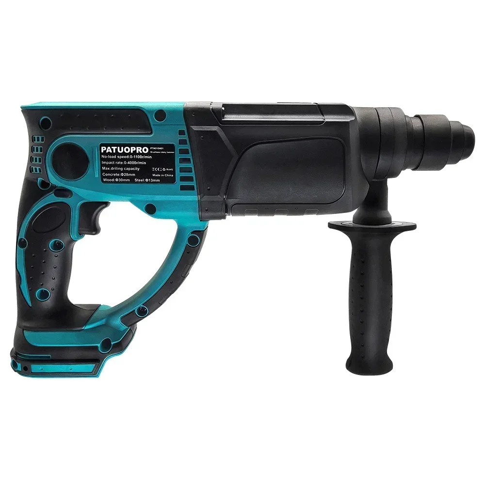 28mm Brushless Rotary Hammer Drill 3-Mode Variable Speed Hammer Drill Chiselsing Handheld Power Tool For Makita 18V Battery