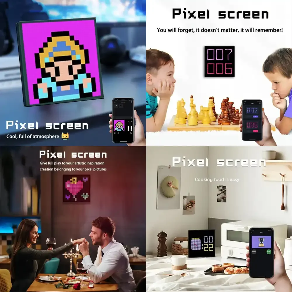 

Smart LED Matrix Pixel Display for DIY Aluminum Alloy Photo Frame Desk Lamp App Control Programmable Night Light High CRI 90