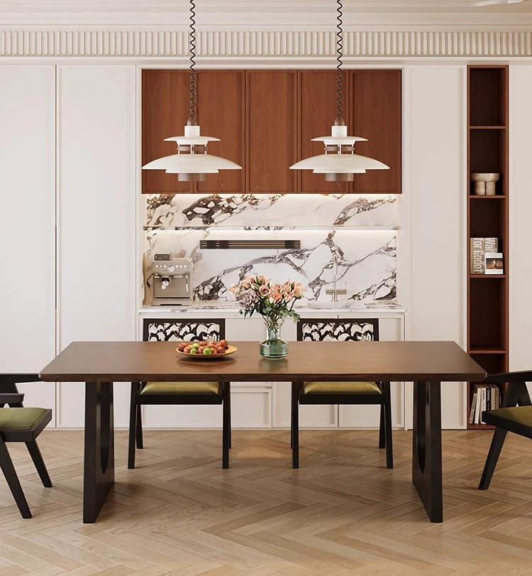 

North American Black Walnut Dining Table Vintage Style Large Long Desk Dining Table Solid Wood Large Board