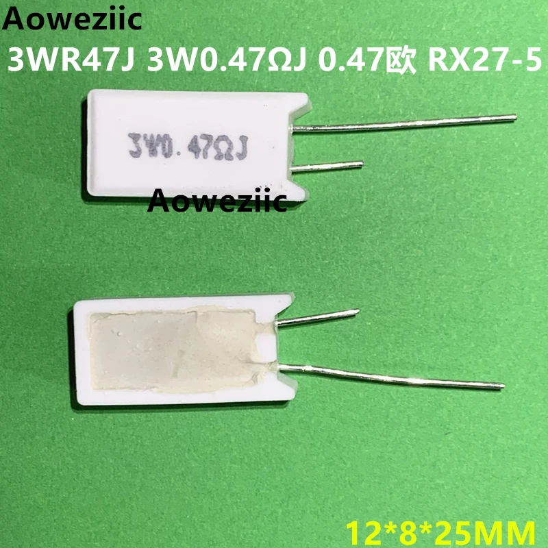 10Pcs 3WR47J 3W0.47ΩJ RX27-5 Vertical Cement Resistance 3W 0.47 ohm 0.47R 0.47RJ 3W0R47J R47J Ceramic Resistance Precision ±5%