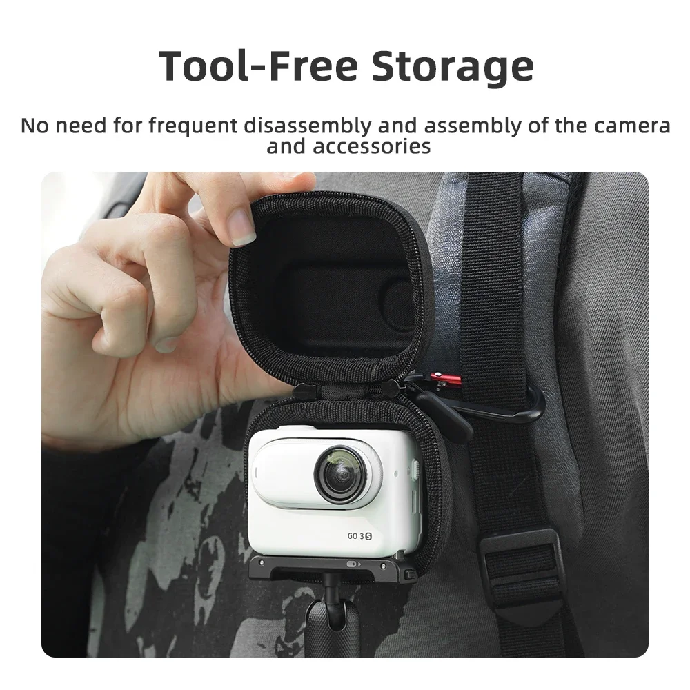 Flymele tas wadah penyimpanan, untuk Insta360 GO 3S/GO3 Mini pelindung nilon casing cangkang keras tas tangan aksesoris kamera