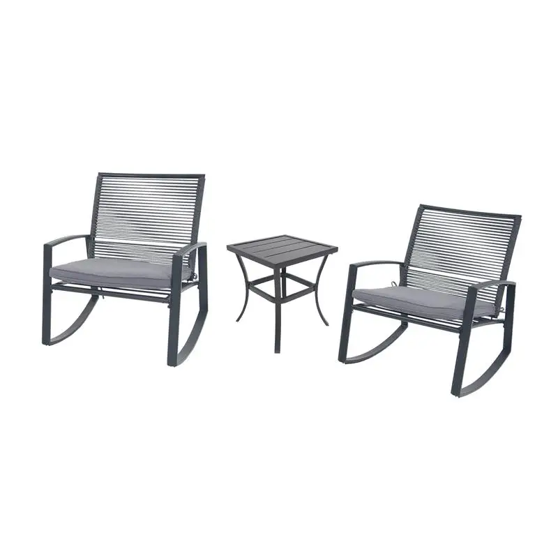 2-Person Outdoor Metal Rocking Patio Bistro Set with Table for Relaxing Conversations