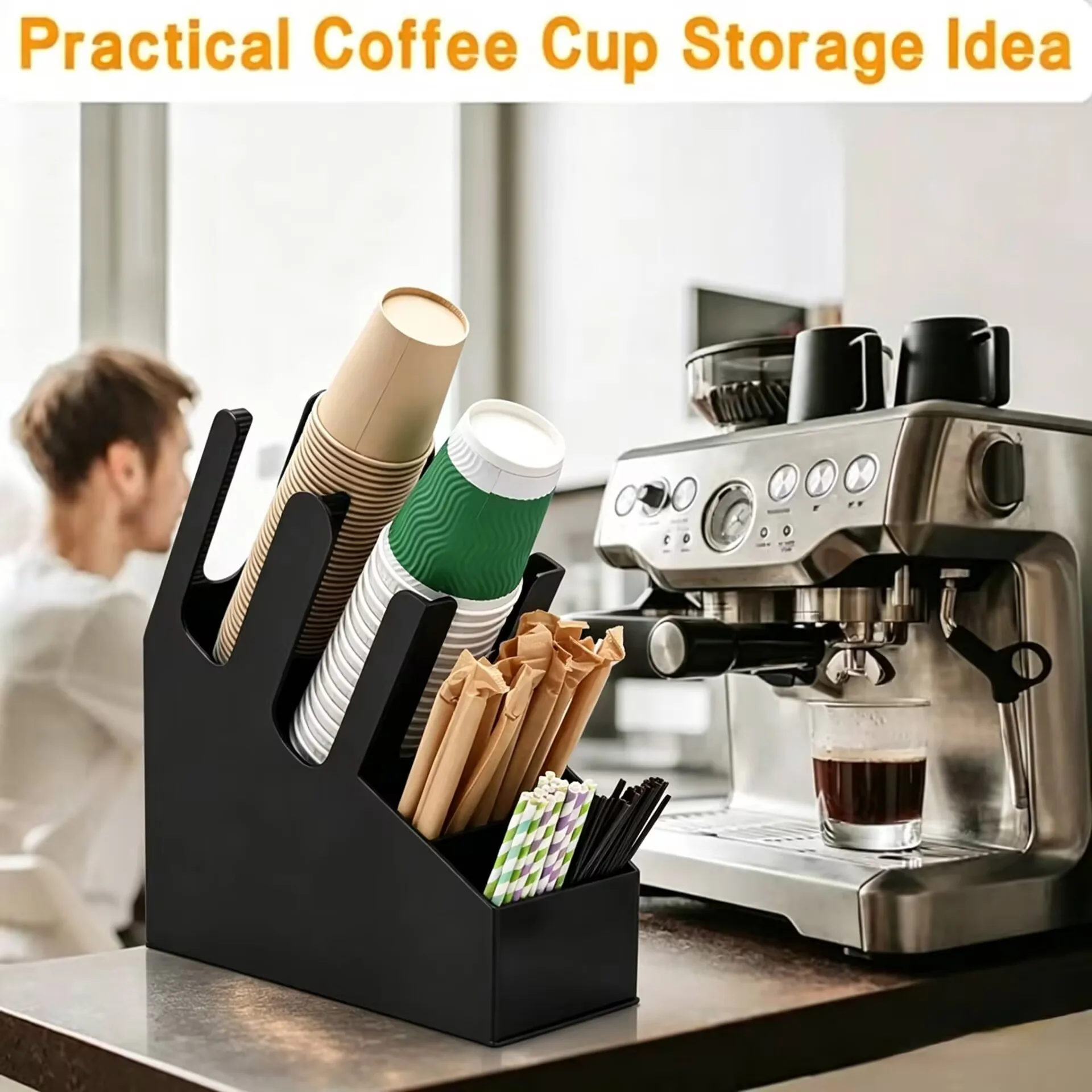 1個入りホルダーカップ収納ボックス、コーヒーとミルクティーショップ用使い捨てカップピッカー、ストローカウンターカップホルダー、多機能紙コップ