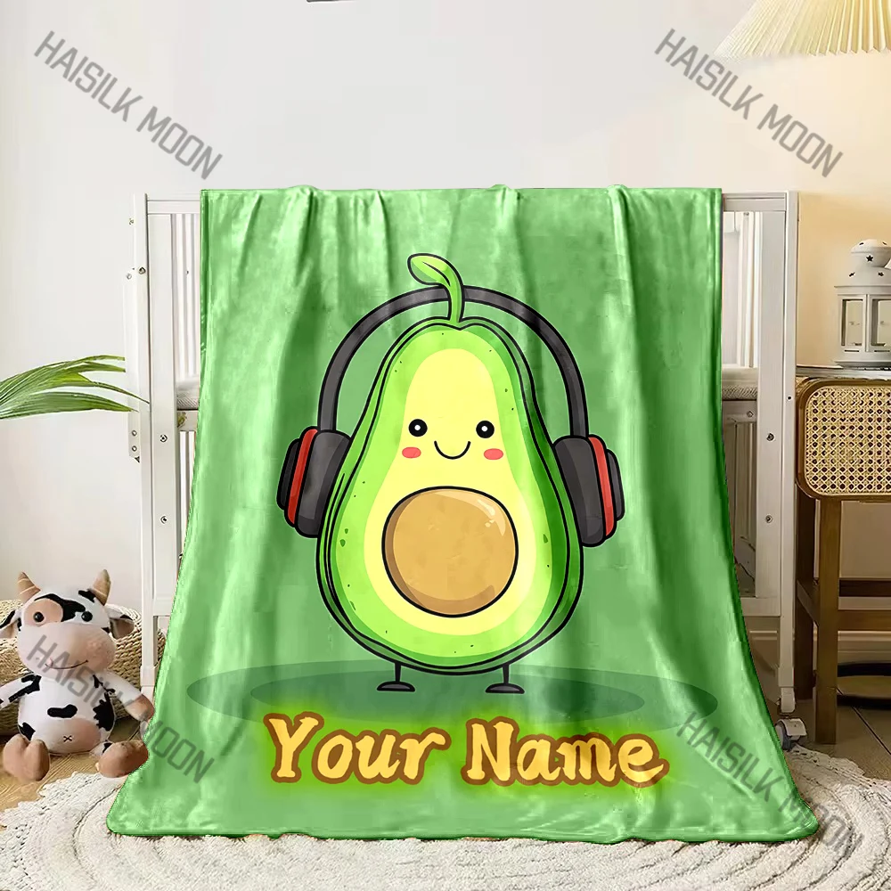 Custom Name Personalized Blanket Love Avocado Print Adult Children Warm Blankets and Comfortable Blanket Holiday Girl Gifts #6