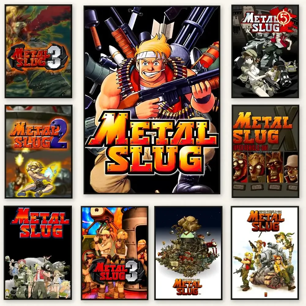Run-and-gun Game M-Metal Slug Poster Frameless Peel-and-Stick Removable Wall Art Print