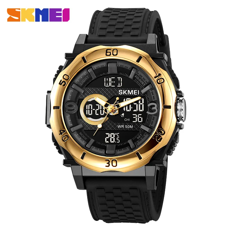 

SKMEI Watch Fashion Sports Men's Watches Thermometer Waterproof Chronograph Quartz Digital Wristwatch 3Time Casual Male Clock