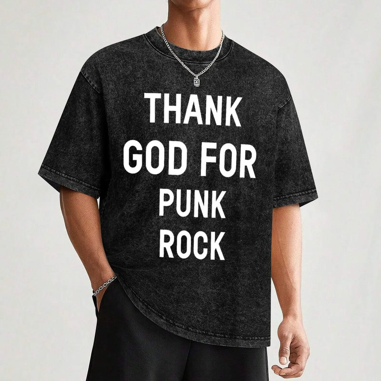 Thank God For Punk Rock T-Shirt Big Size Crew Neck T-Shirt