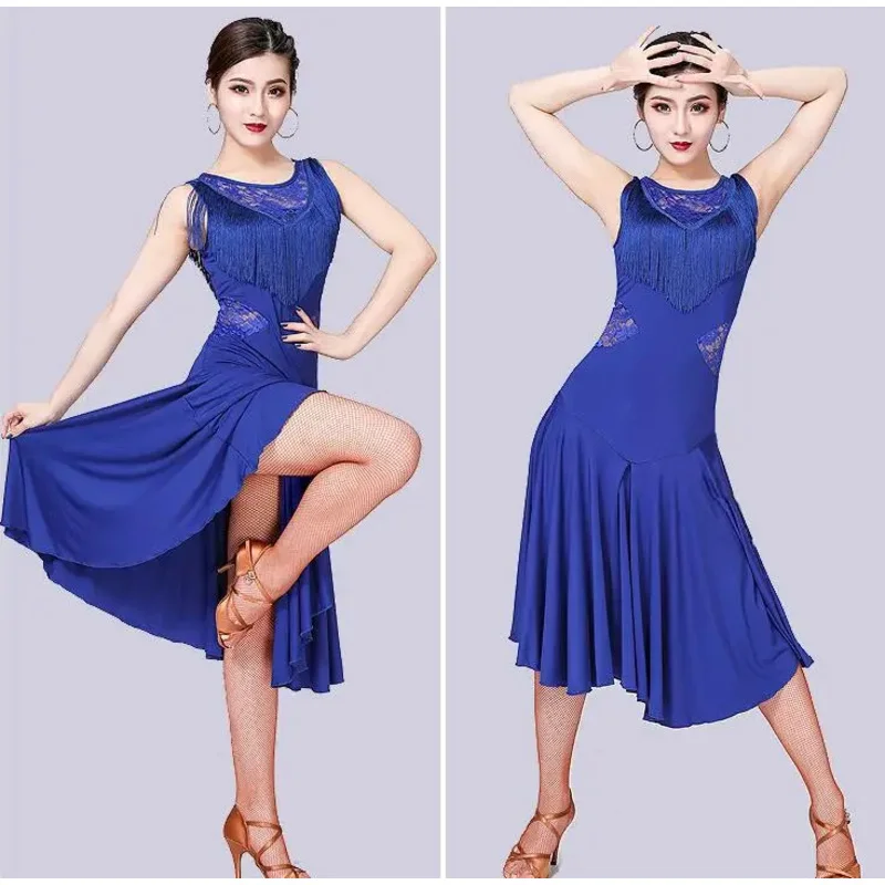 Vestido de baile latino de alta calidad para mujer/niña/dama, vestido sexy con flecos para salsa/salón de baile/tango/papá/rumba/samba/vestidos latinos para danc