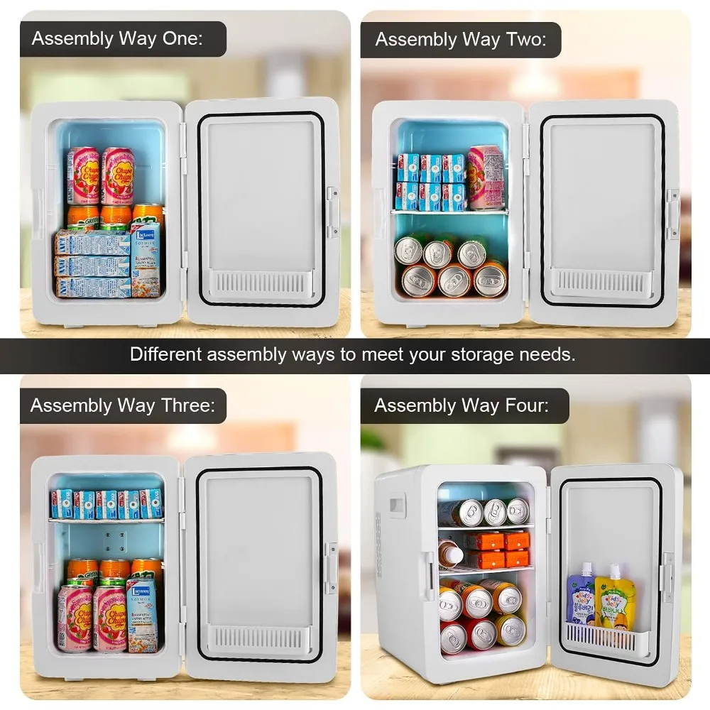 Mini Fridge, 20L Compact Skincare Fridge, 60W Portable Cooling and Heating Refrigerator for Skincare, Foods, Medications