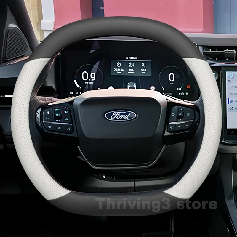 

Leather Car Steering Wheel Cover For NEW FORD PUMA ST-Line 2024 2025 Covers For Covers Auto interior FORD PUMA 2025 Accessories