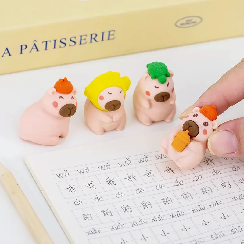 12Pcs Wholesale Buddhist Kapibara Cute Pet Modeling Eraser, Student Stationery School Supplies