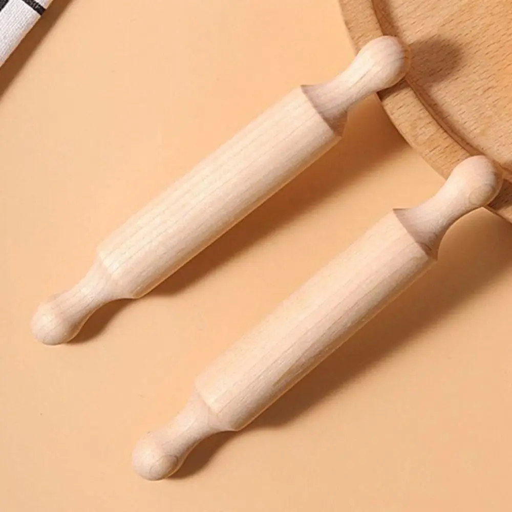 Portable Mini Wooden Rolling Pins Comfortable Grip Handles Wood Rolling Pin Eco-friendly Natural Dough Roller Pin Kitchen Prop