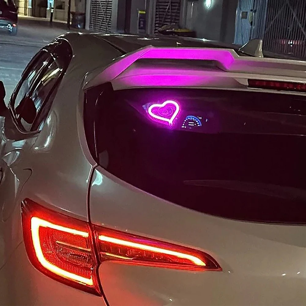 LED Light Heart-shaped Atmosphere Lamp Car Interior Decorative Ambient Neon Color Decorative Car Window LED Ambient Lights