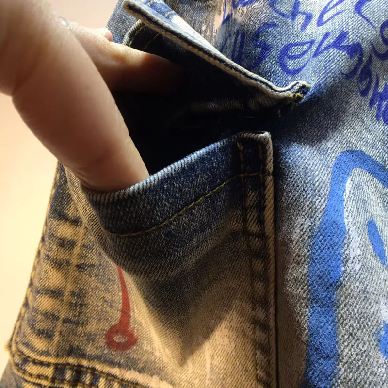 Europe Station 2025 Summer New Letter Graffiti Painted High Waist Slimming Stretch Denim Skirt Short Skirt Women's Skirt