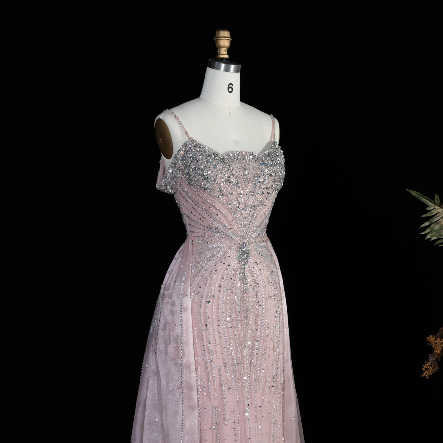 Sharon Said Abendkleid Luxuriöses Meerjungfrauenkleid aus Tüll mit Schulterfreiem Design und Spaghetti-Trägern Dubai Formelles Partykleid mit Überrock SS008 Maßanfertigung – Detail 14