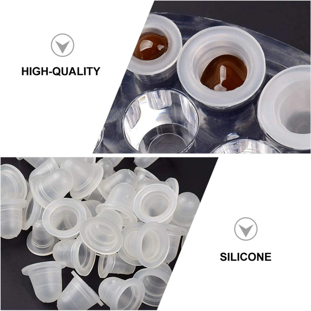 500pcs Disposable Tattoo Ink Cups Soft Silicone White Permanent Makeup Eyebrow Tattoo Pigment Container Caps Tattoo Accessories