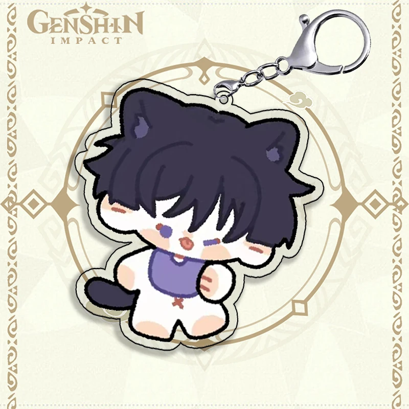 อะนิเมะ Genshin Impact Xiao Venti Balladeer คอสเพลย์พวงกุญแจจี้รุ่น Q ลักษณะสูงระดับการ์ตูน Delicacy