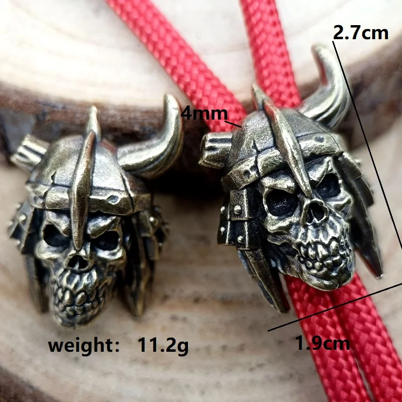 Skull Head Soldier Brass Knife Beads EDC DIY Paracord Woven Bracelets Lanyard Pendants Accessories Outdoor Tool Hangings Charms