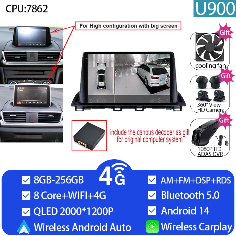 Voor Mazda 3 Axela 2014-2019 Mazda CX-4 CX4 2016-2018 Autoradio Android Auto GPS Navigatie multimedia Video Player Geen DVD