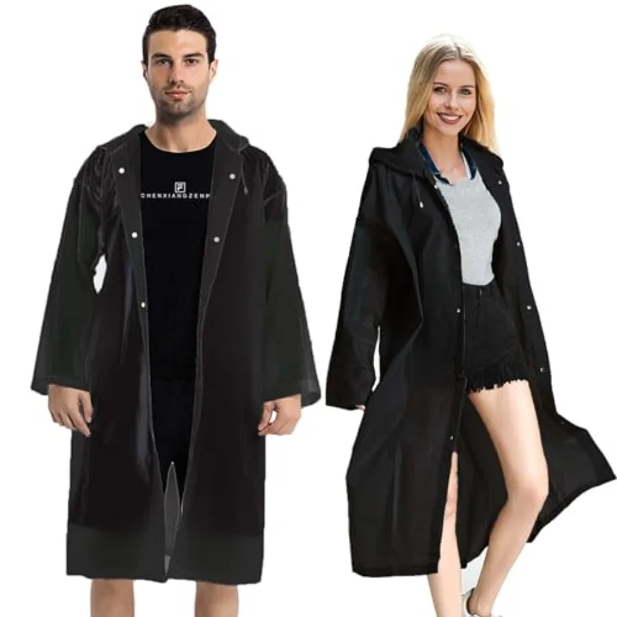 COOY Rain Coats 2 Pack - Reusable EVA Rain Ponchos For Adults Rain Jackets Raincoats For Men Women