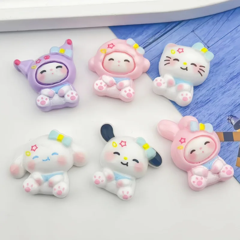 24/120PCS Cartoon Sanrio DIY resin accessories, cream glue hair clip, phone case, refrigerator storage box, patch decoration