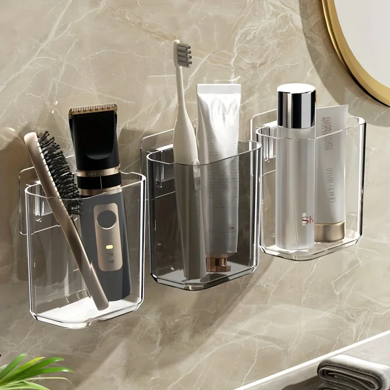 Zahnbürstenhalter für Badezimmer, Zahnbürstenbecher zur Wandmontage, selbstklebende Mini-Aufbewahrungsbox für Zuhause, Badezimmer, Küche