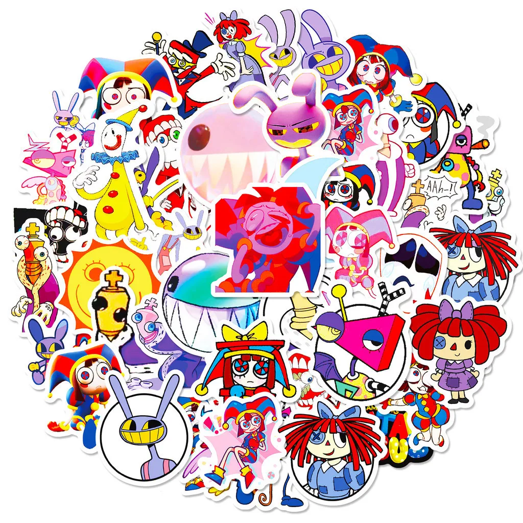 50PCS Cartoon The Amazing Digital Circus Waterproof Graffiti Stickers for Helmet Bicycle Hand Account Pencil Case Decals