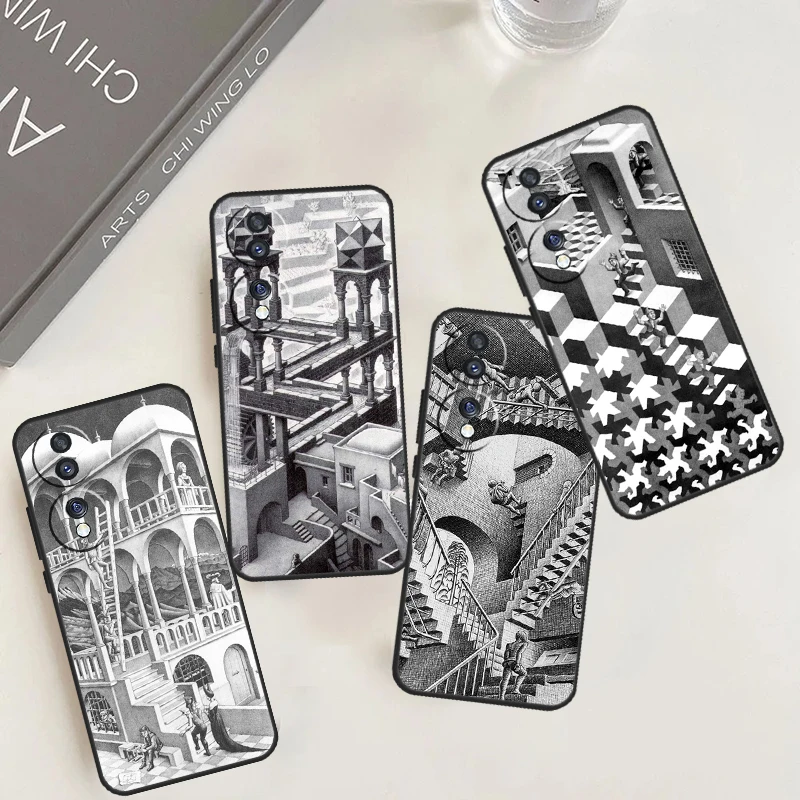 Escher Staircases Case For Honor X8b X9b X8a X9a X6a X7a X6 X7 X8 X9 Honor 90 Lite 70 50 Magic 5 6 Pro Cover