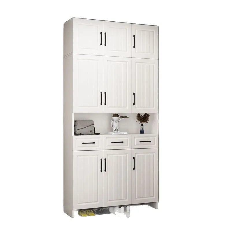 

European shoe cabinet with hanger integrated large-capacity door storage locker entry foyer against the wall